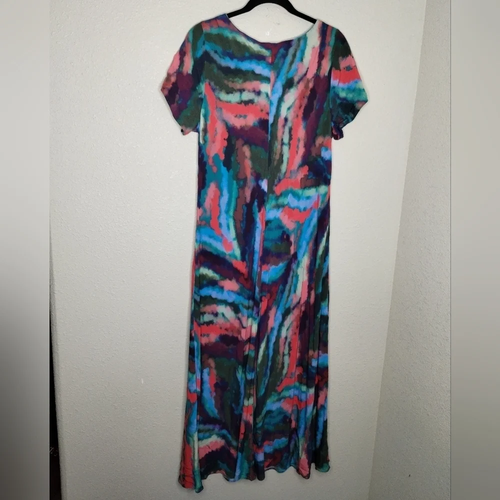 Soft Surroundings Zina Short Sleeve Watercolor Maxi Dress Women's Size XL - Picture 4 of 6